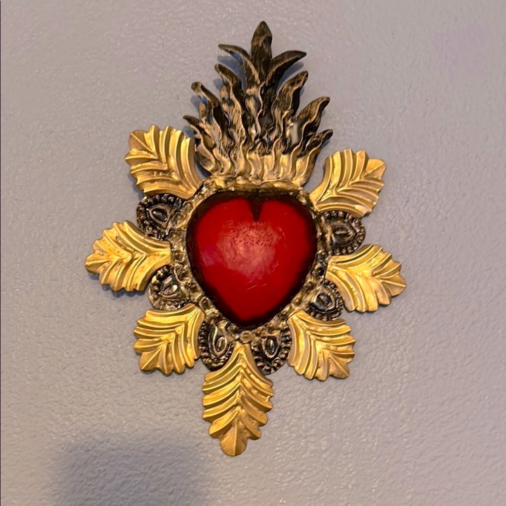 Gold and Red Heart Wall Decor